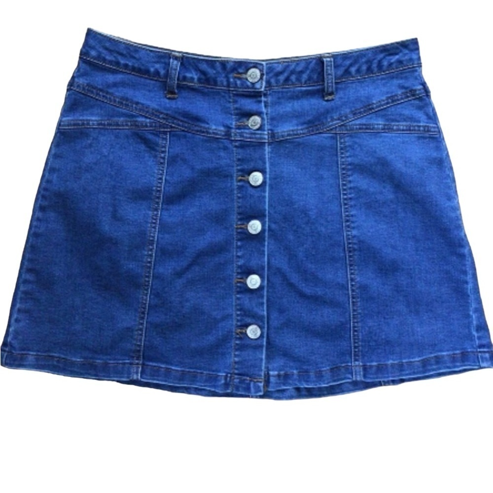 BE-YOU-TI-FUL jeans mini skirt button closure cotton blend stretchy size 30